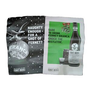 Two New Fernet Branca Christmas Posters Bar Art Promotional Advertising RARE